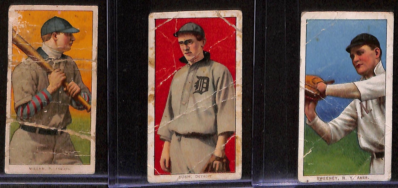 Lot of (10) 1909 T206 Minor/American/National League Tobacco Cards w. Jimmy Collins (Minneapolis) (creased)