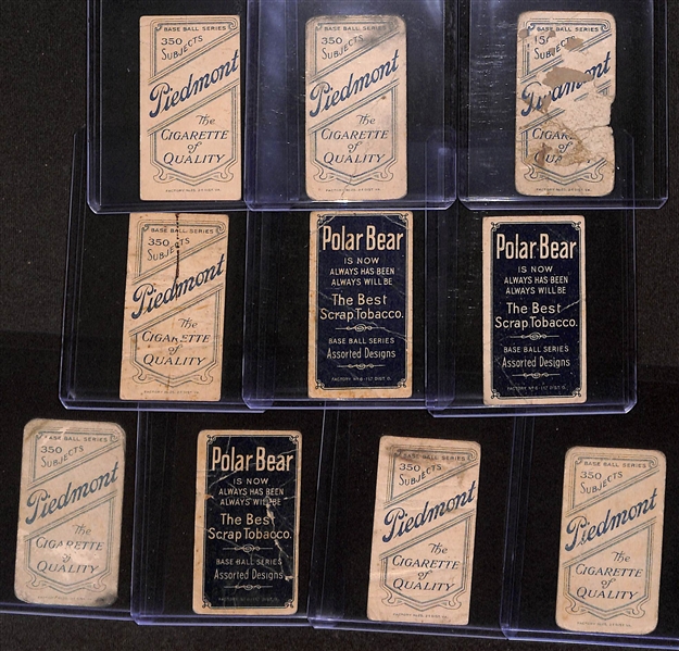 Lot of (10) 1909 T206 Minor/American/National League Tobacco Cards w. Jimmy Collins (Minneapolis) (creased)