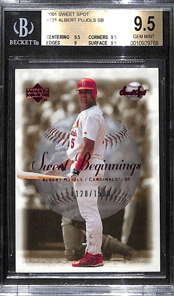 2001 Sweet Spot Albert Pujols Sweet Beginnings RC #1128/1500 BGS 9.5