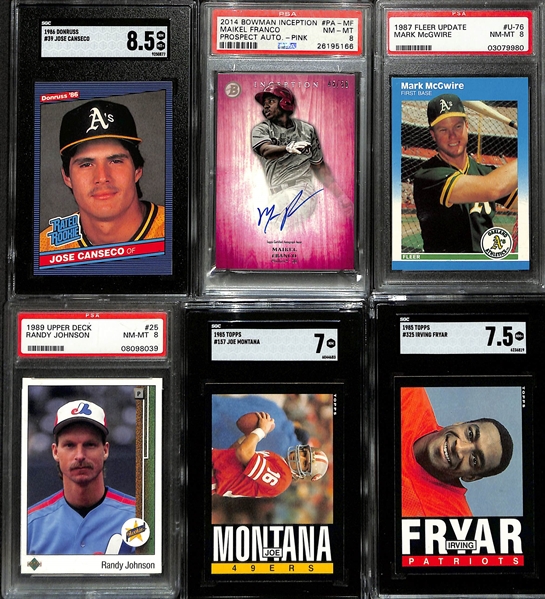 Lot of (21) Graded Baseball & (2) Graded Football Cards w. (2) 1984 O-Pee-Chee #8 Don Mattingly Rookie Cards (SGC7 & SGC 8)