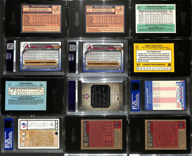 Lot of (21) Graded Baseball & (2) Graded Football Cards w. (2) 1984 O-Pee-Chee #8 Don Mattingly Rookie Cards (SGC7 & SGC 8)