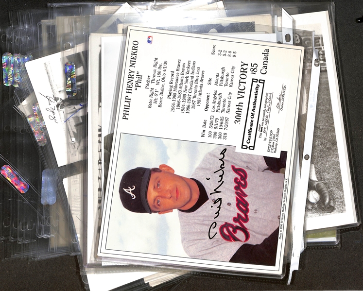Lot of (80+) Signed Baseball Photos w. Phil Niekro, Johnny Podres, More (+JSA Auction Letter)