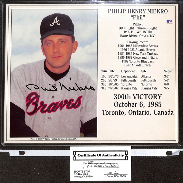 Lot of (80+) Signed Baseball Photos w. Phil Niekro, Johnny Podres, More (+JSA Auction Letter)