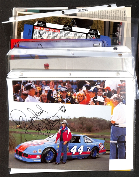 Lot of (19) Signed Racing Promo Prints w. Richard Petty, Al Unser, More (+JSA Auction Letter)