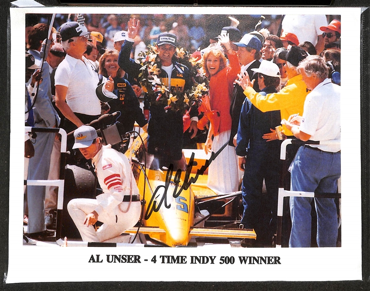 Lot of (19) Signed Racing Promo Prints w. Richard Petty, Al Unser, More (+JSA Auction Letter)