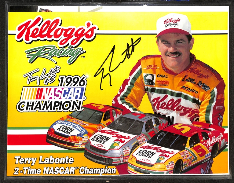Lot of (19) Signed Racing Promo Prints w. Richard Petty, Al Unser, More (+JSA Auction Letter)