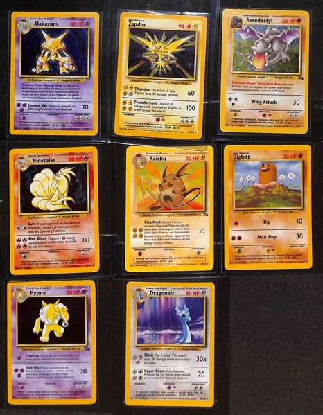 Lot of (21) 1999 Pokemon Base Holo & Base Cards w. Alakazam Holo, Zapdos Holo, More