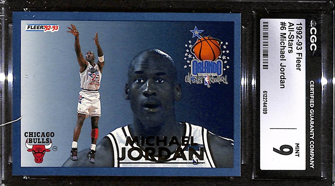 1992-93 Fleer All-Stars Michael Jordan #6 Graded CGC 9 - Low Pop in Mint Condition!
