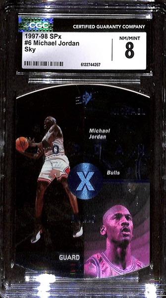(3) 1997-98 SPx CGC Graded Michael Jordan Cards w. #6 Bronze CGC 8.5, #6, CGC 9, #6 Sky CGC 8