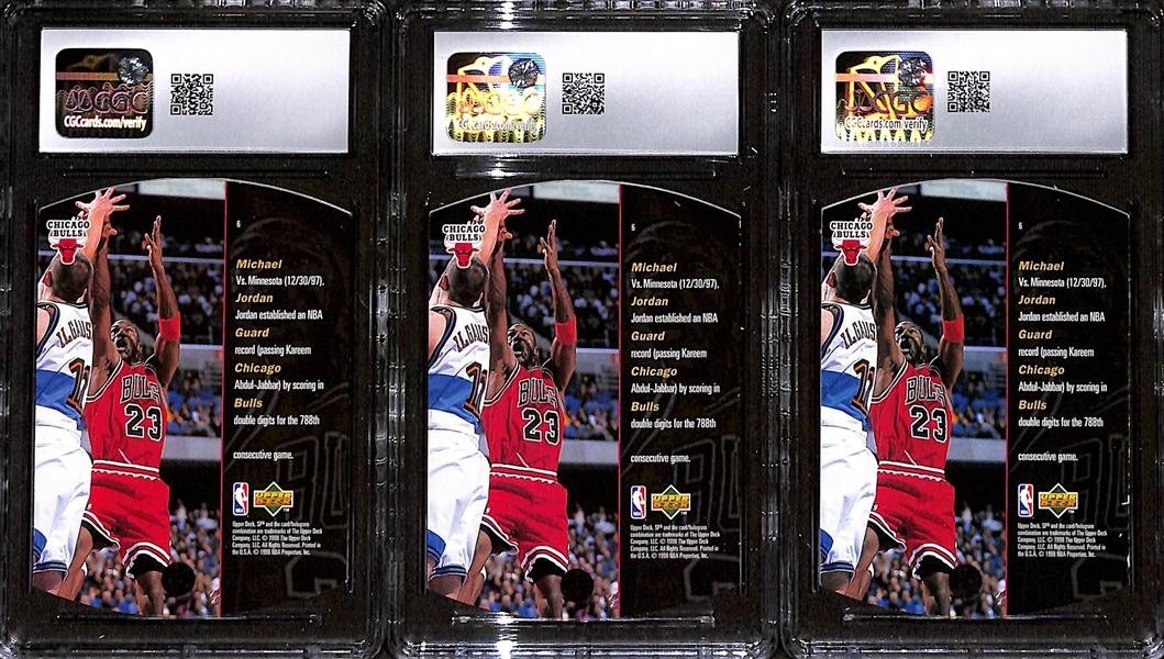 (3) 1997-98 SPx CGC Graded Michael Jordan Cards w. #6 Bronze CGC 8.5, #6, CGC 9, #6 Sky CGC 8