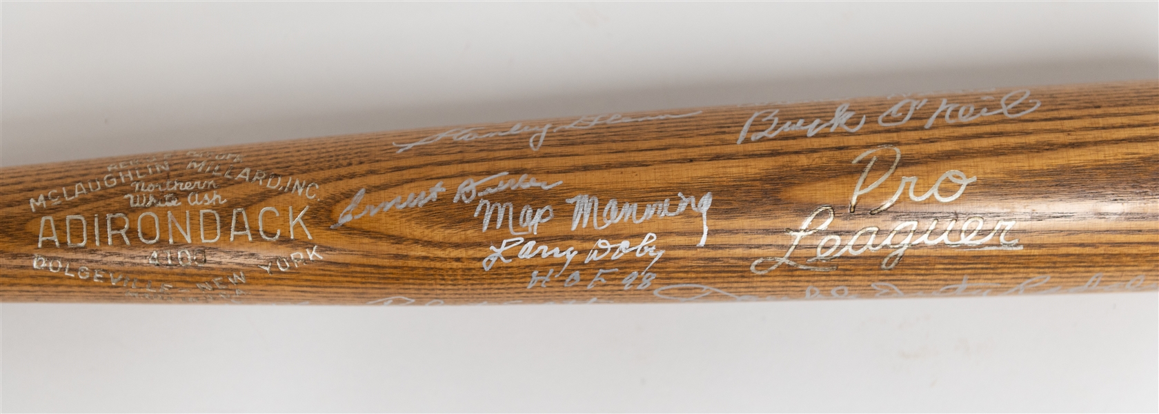 Negro League Multi-Signed 34.5-inch Adirondack Pro League Bat w. Hall of Famers Monty Irvin and Larry Doby, More (+JSA Auction Letter)