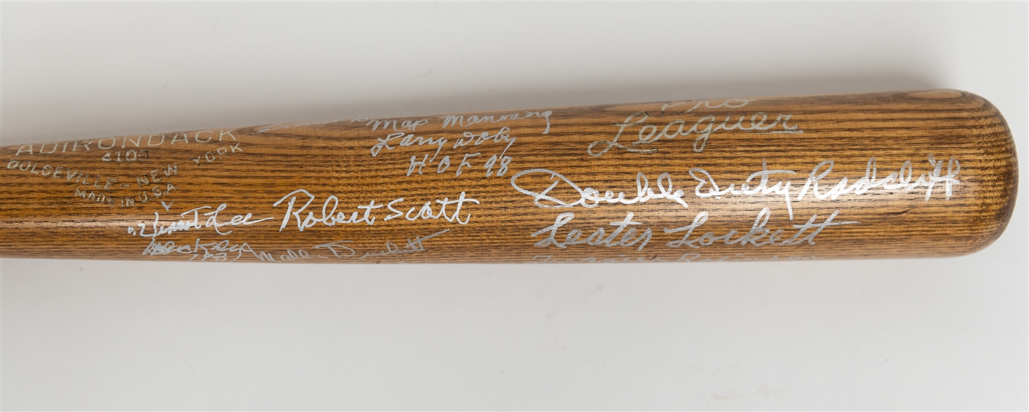 Negro League Multi-Signed 34.5-inch Adirondack Pro League Bat w. Hall of Famers Monty Irvin and Larry Doby, More (+JSA Auction Letter)