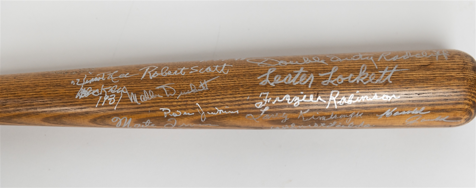 Negro League Multi-Signed 34.5-inch Adirondack Pro League Bat w. Hall of Famers Monty Irvin and Larry Doby, More (+JSA Auction Letter)