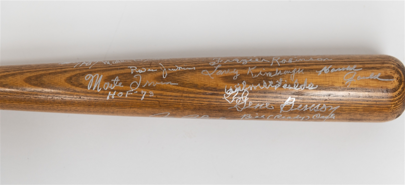 Negro League Multi-Signed 34.5-inch Adirondack Pro League Bat w. Hall of Famers Monty Irvin and Larry Doby, More (+JSA Auction Letter)