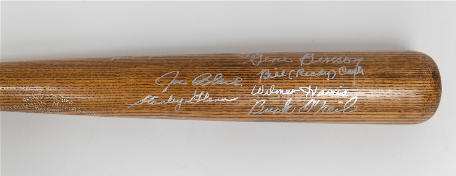 Negro League Multi-Signed 34.5-inch Adirondack Pro League Bat w. Hall of Famers Monty Irvin and Larry Doby, More (+JSA Auction Letter)
