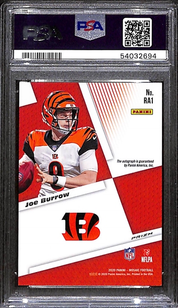 2020 Panini Mosaic Joe Burrow Rookie Autographs Mosaic - PSA 9
