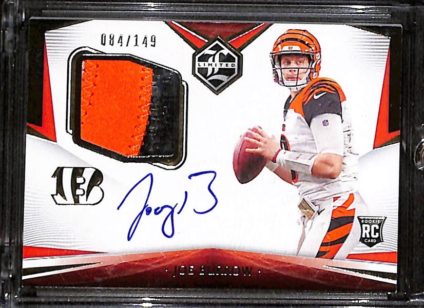 2020 Panini Limited Football Joe Burrow #/149 Patch Autograph Rookie Card #101