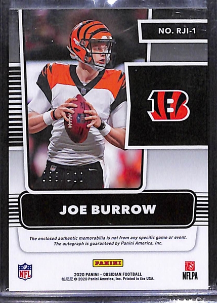2020 Panini Obsidian Football Joe Burrow Autograph Patch Rookie Card #RJI-1 #98/100