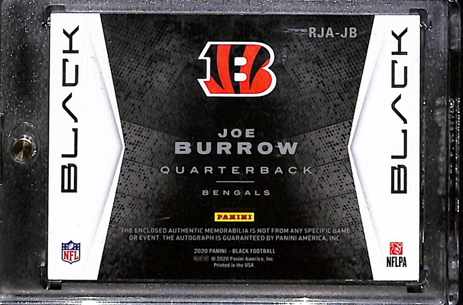 2020 Panini Black Joe Burrow #1/5 Black Rookie Patch Autograph Card RJA-JB