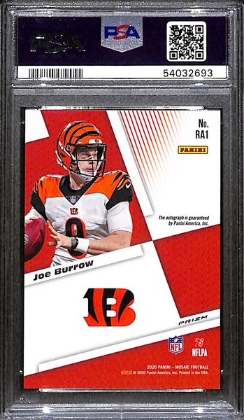 2020 Panini Mosaic Joe Burrow Rookie Autographs Mosaic - PSA 9