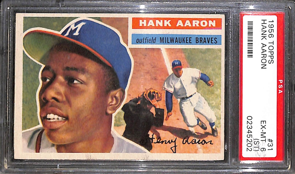 1956 Topps Hank Aaron #31 Graded PSA 6(ST) 