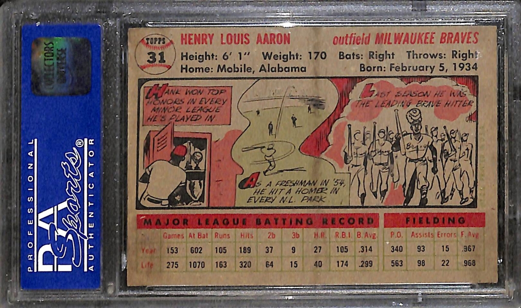 1956 Topps Hank Aaron #31 Graded PSA 6(ST) 