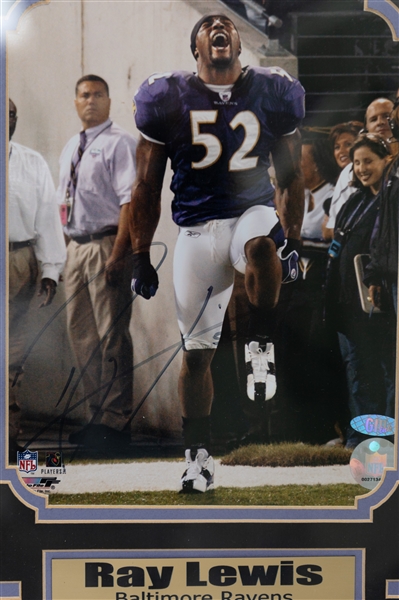 Ray Lewis Signed Mini Helmet BAS & Framed 8x10 Signed Picture (JSA Sticker)