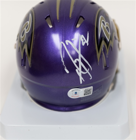 Ray Lewis Signed Mini Helmet BAS & Framed 8x10 Signed Picture (JSA Sticker)