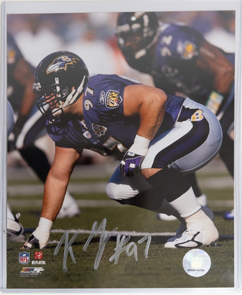 Lot of (5) Signed Baltimore Ravens Photos w. Ed Reed (Hall of Fame), Joe Flacco, +(JSA Auction Letter)