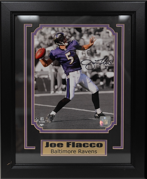 Lot of (5) Signed Baltimore Ravens Photos w. Ed Reed (Hall of Fame), Joe Flacco, +(JSA Auction Letter)