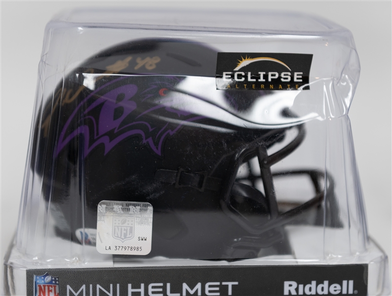Signed Baltimore Ravens Memorabilia Lot w. Patrick Queen Signed Mini Helmet (Beckett)