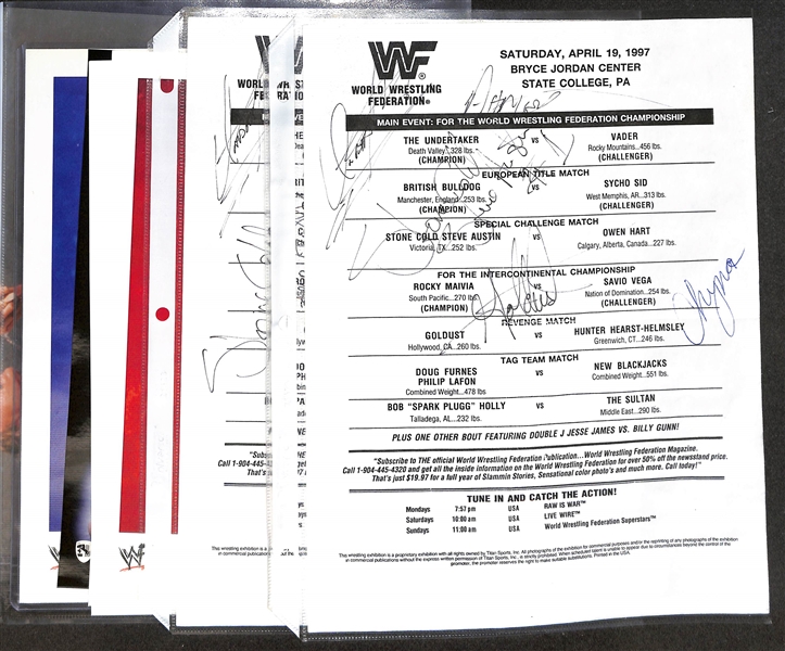 Signed WWF Memorabilia Lot w (14) Signatures w. Undertaker, More +(JSA Auction Letter)