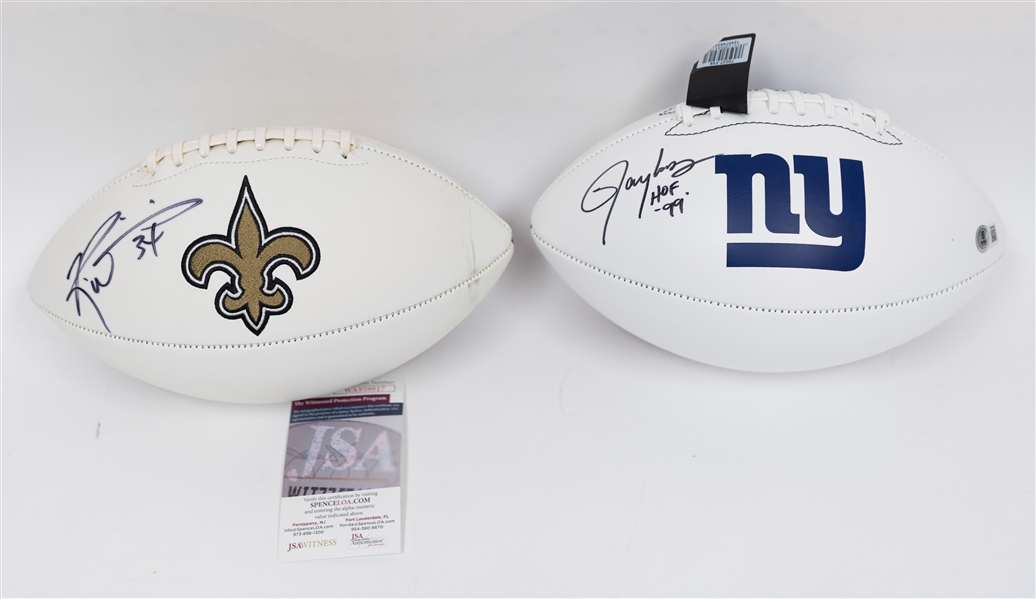 Lot of (2) Signed Footballs w. Lawrence Taylor (HOF) & Ricky Williams (JSA & BAS)