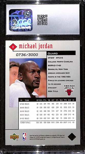 1998-99 Upper Deck Black Diamond Michael Jordan #8 Double Diamond #736/3000 CGC 9