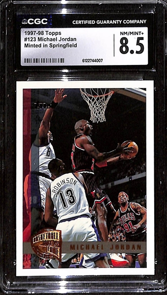 1997-98 Topps #123 Michael Jordan Minted in Springfield CGC 8.5