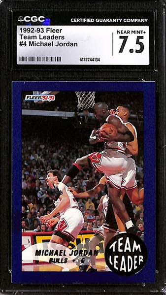 Lot of (3) Fleer Michael Jordan Graded Cards - 1992 Ultra All NBA Team (CGC 9), 1992 Fleer Team Leaders (CGC 7.5), 1993 Fleer Living Legends (CGC 8)