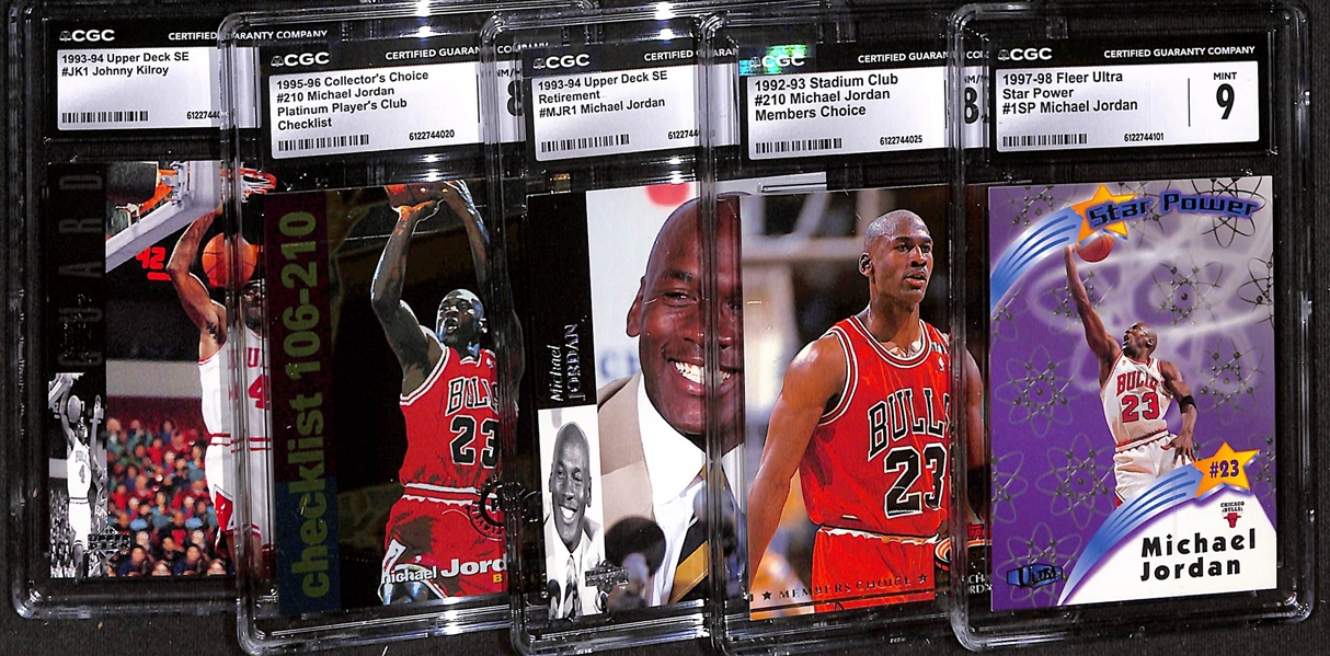 Lot of (5) 1992-98 CGC Graded Michael Jordan Basketball Cards w. 1997-98 Fleer Ultra Star Power #1SP CGC 9
