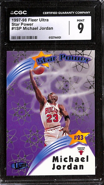 Lot of (5) 1992-98 CGC Graded Michael Jordan Basketball Cards w. 1997-98 Fleer Ultra Star Power #1SP CGC 9