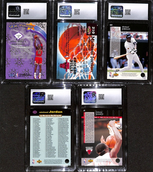 Lot of (5) 1992-98 CGC Graded Michael Jordan Basketball Cards w. 1997-98 Fleer Ultra Star Power #1SP CGC 9