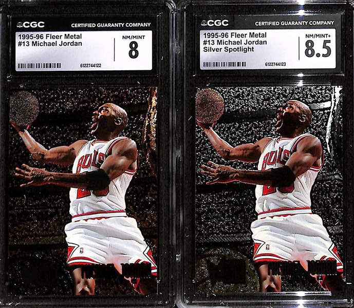 Lot of (4) 1995-97 Fleer Metal CGC Graded Michael Jordan Basketball Cards w. '95-96 Fleer Metal #212 CGC 10