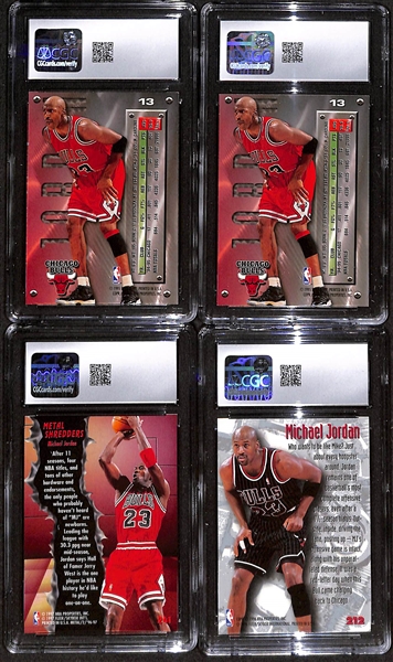 Lot of (4) 1995-97 Fleer Metal CGC Graded Michael Jordan Basketball Cards w. '95-96 Fleer Metal #212 CGC 10