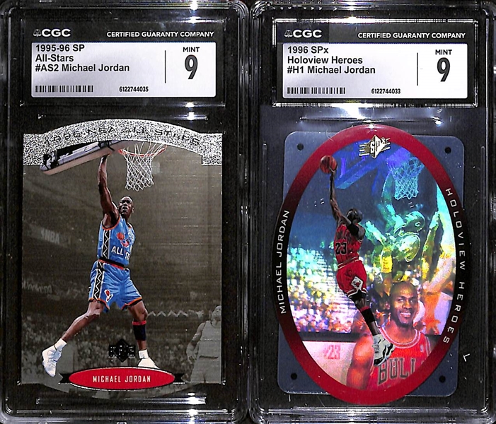 Lot of (7) CGC Graded 1995-96 Upper Deck Michael Jordan Basketball Cards w. 1995-96 SP All-Stars #AS2 CGC 9