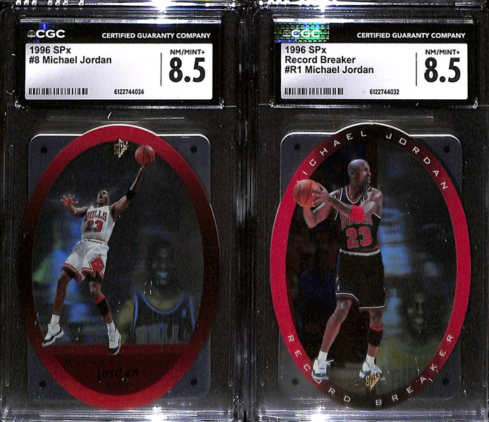 Lot of (7) CGC Graded 1995-96 Upper Deck Michael Jordan Basketball Cards w. 1995-96 SP All-Stars #AS2 CGC 9