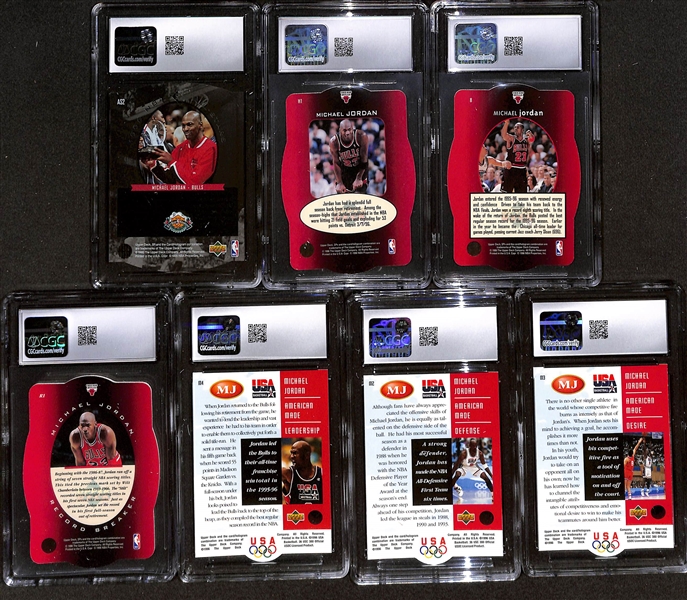 Lot of (7) CGC Graded 1995-96 Upper Deck Michael Jordan Basketball Cards w. 1995-96 SP All-Stars #AS2 CGC 9