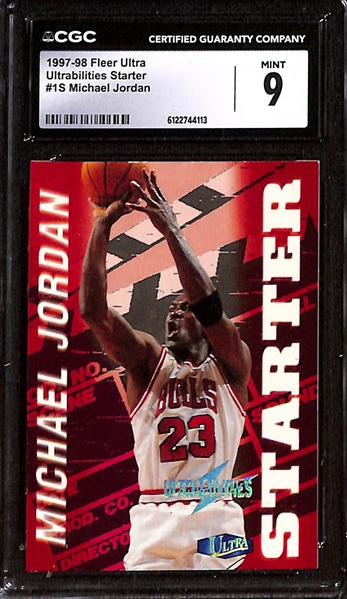 Lot of (5) 1994-99 CGC Graded Michael Jordan Basketball Cards w. 1997-98 Fleer Ultra Ultrabilities Starter CGC 9