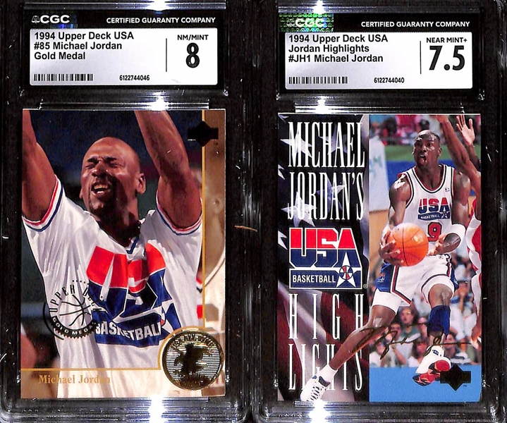 Lot of (5) 1994-99 CGC Graded Michael Jordan Basketball Cards w. 1997-98 Fleer Ultra Ultrabilities Starter CGC 9