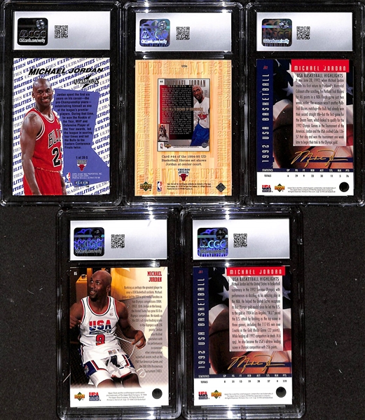 Lot of (5) 1994-99 CGC Graded Michael Jordan Basketball Cards w. 1997-98 Fleer Ultra Ultrabilities Starter CGC 9