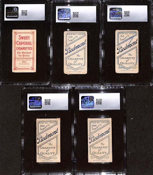 (5) 1909-11 T206 Tobacco Cards - Ed Abbaticchio - Brown Sleeves (CGC 3.5), Burch - Batting (CGC 2), Bergen - Batting (CGC 1), Jack Bliss (CGC 2), Barbeau (CGC 1.5) 