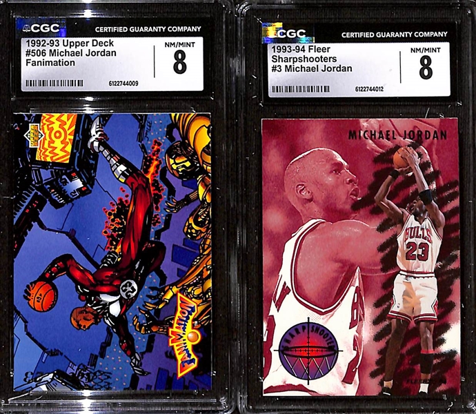 Lot of (5) 1991-96 CGC Graded Michael Jordan Basketball Cards w. 1993-94 Fleer NBA Superstars #7 CGC 9