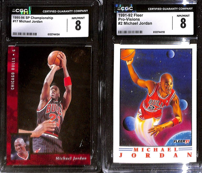 Lot of (5) 1991-96 CGC Graded Michael Jordan Basketball Cards w. 1993-94 Fleer NBA Superstars #7 CGC 9